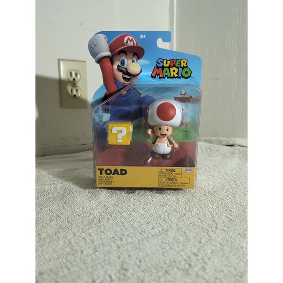 Super Mario‎ Toad 4 Inch Figure with Block Action Figure Jakks Nintendo - Picture 1 of 6